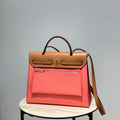 Hermes H082835CKAC Herbag Zip 31 Bag in Black Hunter Leather and Canvas H60041 - Default Title - View 1