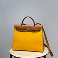 Hermes H082835CKAC Herbag Zip 31 Bag in Black Hunter Leather and Canvas H60042 - Default Title - View 1
