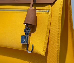 Hermes H082835CKAC Herbag Zip 31 Bag in Black Hunter Leather and Canvas H60042 - Default Title - View 8