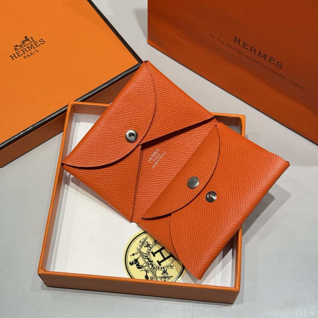 Hermes H083035CK10 Calvi Duo card holder H91002