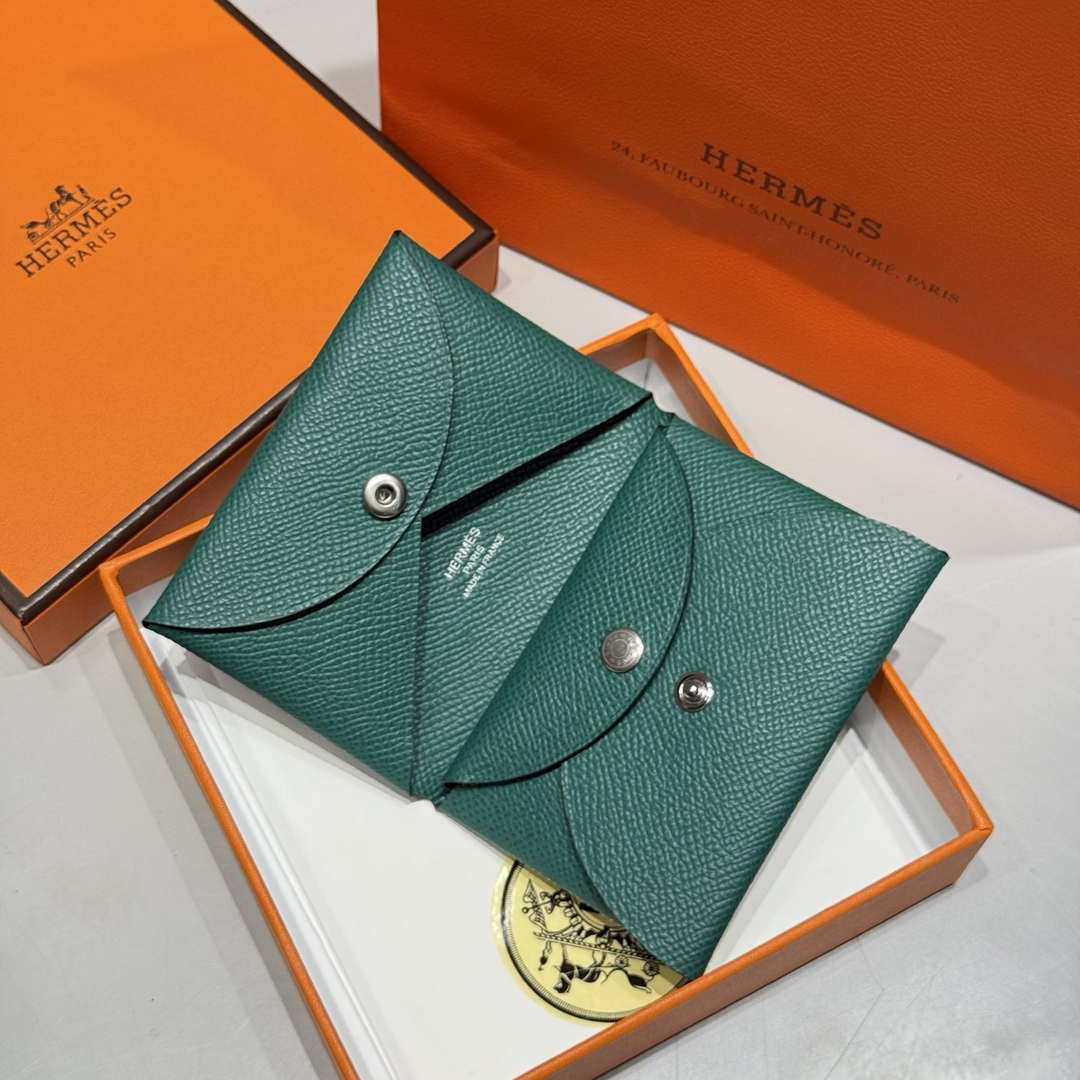 Hermes H083035CK10 Calvi Duo card holder H91007