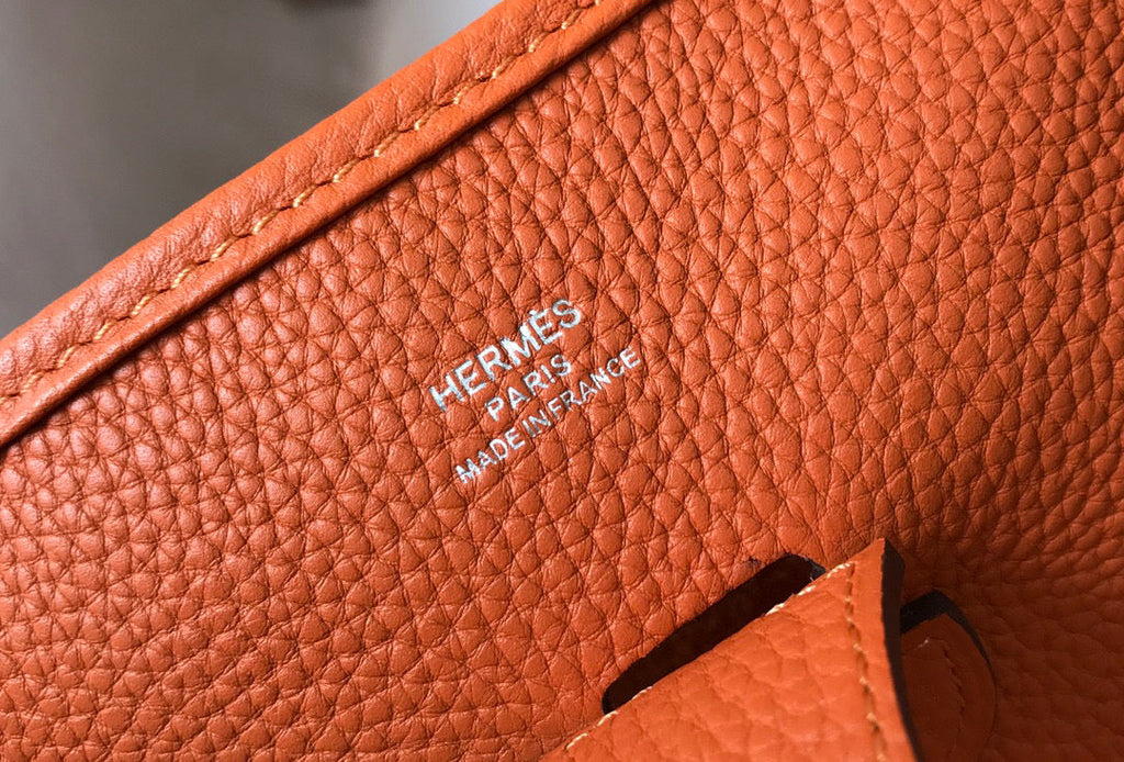 Hermes H083435 Evelyne III 29 Shoulder Bag Silver Hardware Orange