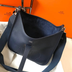 Hermes H083435 Evelyne III 29 Shoulder Bag Silver Hardware Navy Blue - Default Title - View 9