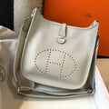 Hermes H083435 Evelyne III 29 Shoulder Bag Silver Hardware White Gray - Default Title - View 1