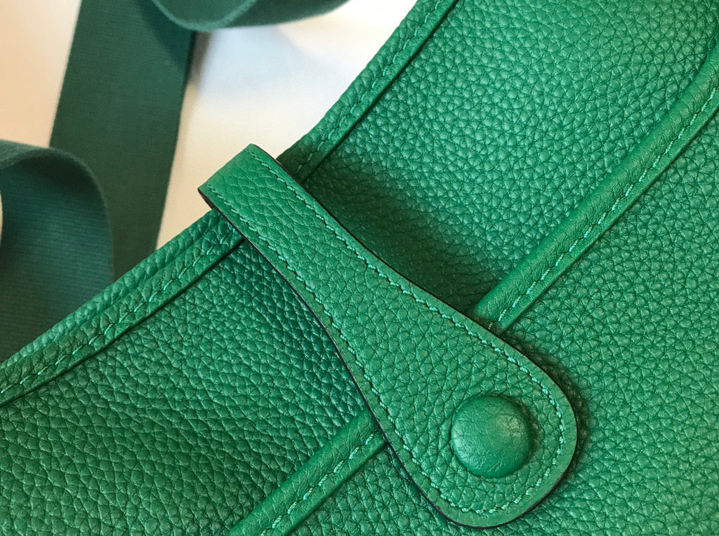 Hermes H083435 Evelyne III 29 Shoulder Bag Silver Hardware Green