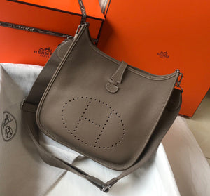 Hermes H083435 Evelyne III 29 Shoulder Bag Silver Hardware Dark Gray - Default Title - View 1