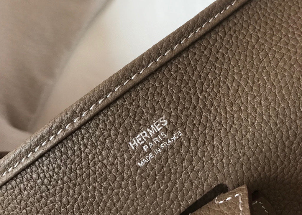 Hermes H083435 Evelyne III 29 Shoulder Bag Silver Hardware Dark Gray