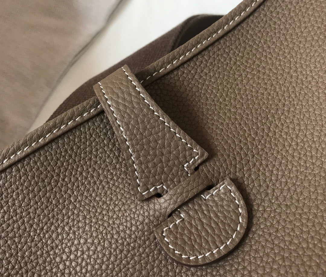 Hermes H083435 Evelyne III 29 Shoulder Bag Silver Hardware Dark Gray