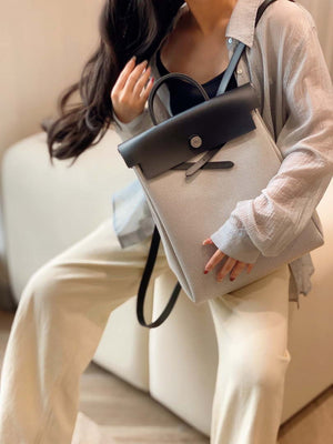 Hermes H084076CKAD A Dos Zip Retourne Herbag Backpack Toile Vache Hunter Ebene H60066 - Default Title - View 1