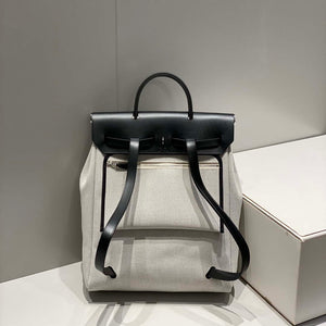 Hermes H084076CKAD A Dos Zip Retourne Herbag Backpack Toile Vache Hunter Ebene H60066 - Default Title - View 5