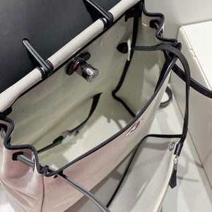 Hermes H084076CKAD A Dos Zip Retourne Herbag Backpack Toile Vache Hunter Ebene H60066 - Default Title - View 12
