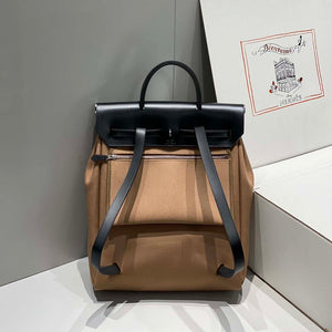 Hermes H084076CKAD A Dos Zip Retourne Herbag Backpack Toile Vache Hunter Ebene H60067 - Default Title - View 2
