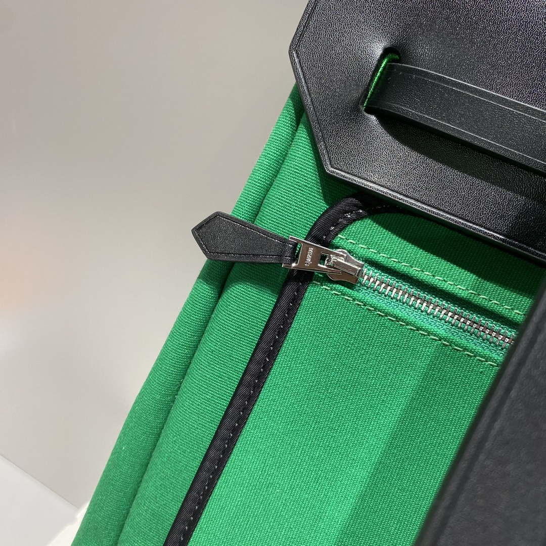 Hermes H084076CKAD A Dos Zip Retourne Herbag Backpack Toile Vache Hunter Ebene H60069 - Default Title - View 8