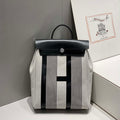Hermes H084076CKAD A Dos Zip Retourne Herbag Backpack Toile Vache Hunter Ebene H60070 - Default Title - View 1