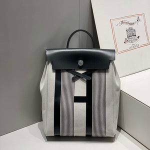 Hermes H084076CKAD A Dos Zip Retourne Herbag Backpack Toile Vache Hunter Ebene H60070 - Default Title - View 3
