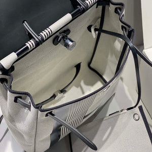 Hermes H084076CKAD A Dos Zip Retourne Herbag Backpack Toile Vache Hunter Ebene H60070 - Default Title - View 9