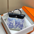 Hermes H084076CKAD Herbag Zip 31 Bag in Black Hunter Leather and Canvas H60045 - Default Title - View 1