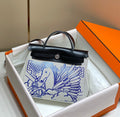 Hermes H084076CKAD Herbag Zip 31 Bag in Black Hunter Leather and Canvas H60045