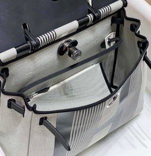 Hermes H084076CKAD Herbag Zip 31 Bag in Black Hunter Leather and Canvas H60047 - Default Title - View 9