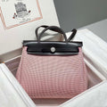 Hermes H084076CKAD Herbag Zip 31 Bag in Black Hunter Leather and Canvas H60056 - Default Title - View 1