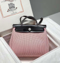 Hermes H084076CKAD Herbag Zip 31 Bag in Black Hunter Leather and Canvas H60056