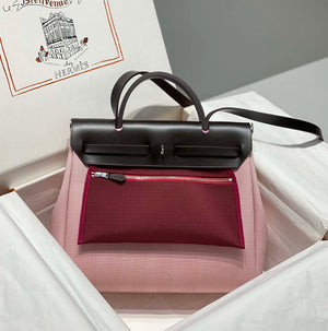 Hermes H084076CKAD Herbag Zip 31 Bag in Black Hunter Leather and Canvas H60056 - Default Title - View 2
