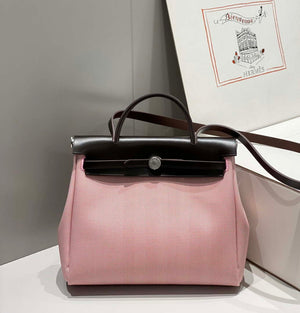 Hermes H084076CKAD Herbag Zip 31 Bag in Black Hunter Leather and Canvas H60056 - Default Title - View 3