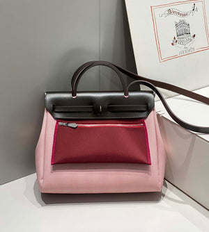 Hermes H084076CKAD Herbag Zip 31 Bag in Black Hunter Leather and Canvas H60056 - Default Title - View 4