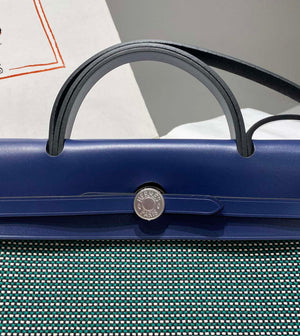 Hermes H084076CKAD Herbag Zip 31 Bag in Black Hunter Leather and Canvas H60057 - Default Title - View 5