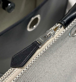 Hermes H084076CKAD Herbag Zip 31 Bag in Black Hunter Leather and Canvas H60058 - Default Title - View 12
