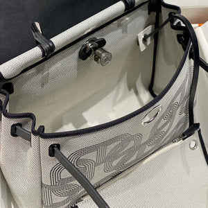 Hermes H084076CKAD Herbag Zip 31 Bag in Black Hunter Leather and Canvas H60062 - Default Title - View 9