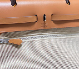 Hermes H084076CKAD Herbag Zip 31 Bag in Brown Hunter Leather and Canvas H60049 - Default Title - View 6