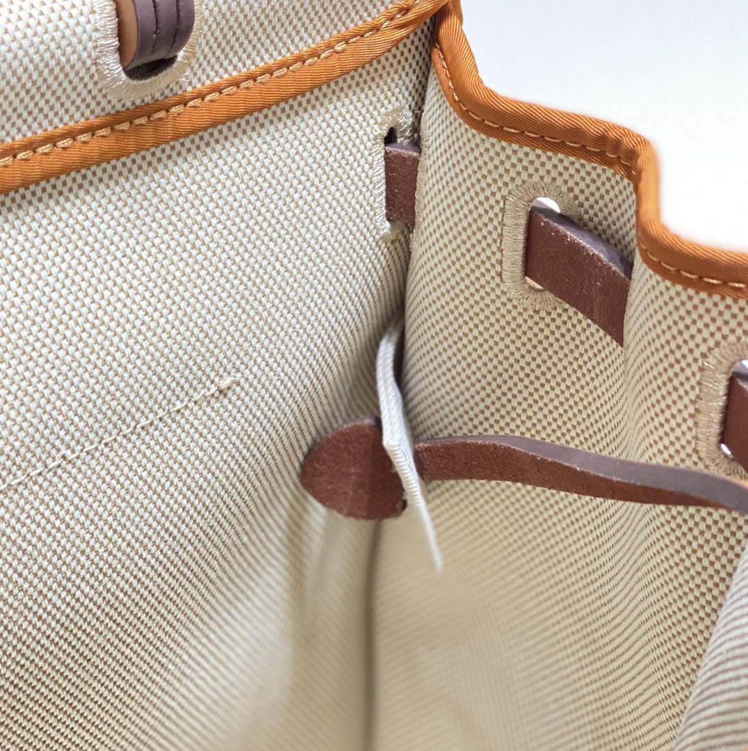 Hermes H084076CKAD Herbag Zip 31 Bag in Brown Hunter Leather and Canvas H60049 - Default Title - View 7