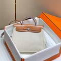 Hermes H084076CKAD Herbag Zip 31 Bag in Brown Hunter Leather and Canvas H60050 - Default Title - View 1