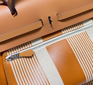 Hermes H084076CKAD Herbag Zip 31 Bag in Brown Hunter Leather and Canvas H60051 - Default Title - View 7
