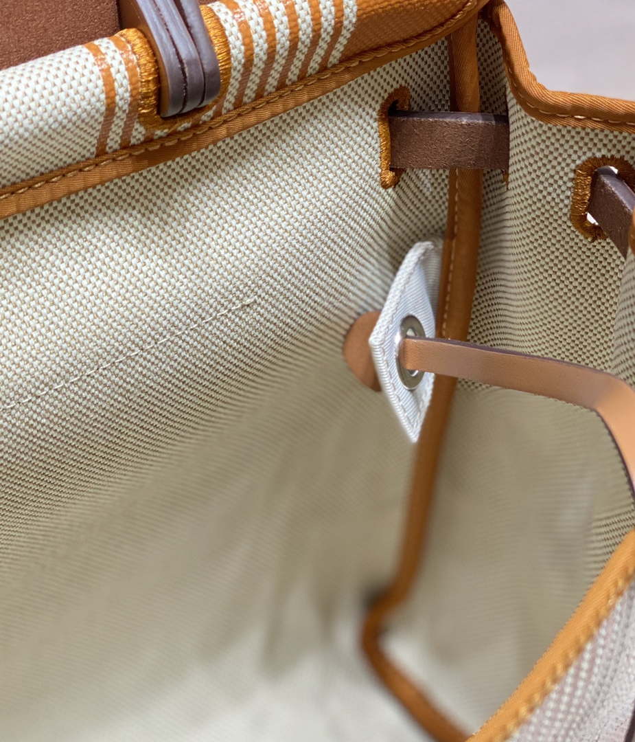 Hermes H084076CKAD Herbag Zip 31 Bag in Brown Hunter Leather and Canvas H60051