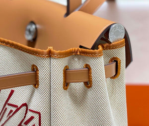 Hermes H084076CKAD Herbag Zip 31 Bag in Brown Hunter Leather and Canvas H60052 - Default Title - View 6