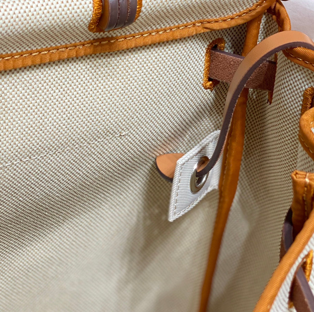 Hermes H084076CKAD Herbag Zip 31 Bag in Brown Hunter Leather and Canvas H60052