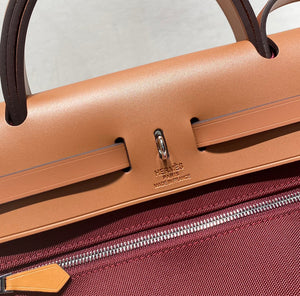 Hermes H084076CKAD Herbag Zip 31 Bag in Brown Hunter Leather and Canvas H60054 - Default Title - View 5