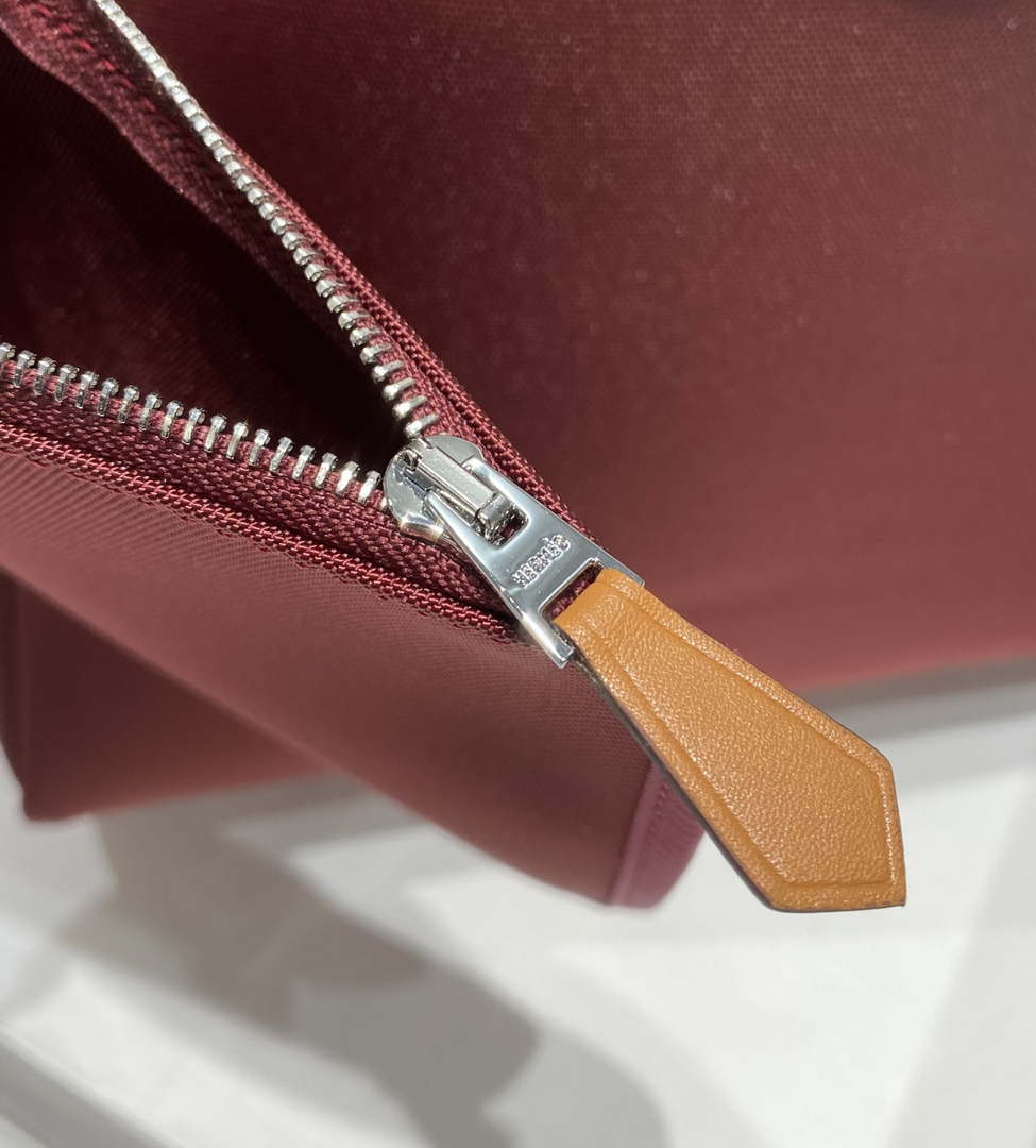 Hermes H084076CKAD Herbag Zip 31 Bag in Brown Hunter Leather and Canvas H60054 - Default Title - View 8