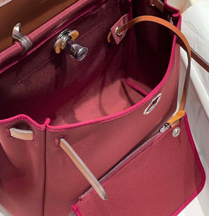 Hermes H084076CKAD Herbag Zip 31 Bag in Brown Hunter Leather and Canvas H60054 - Default Title - View 9