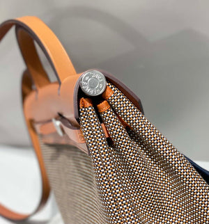 Hermes H084076CKAD Herbag Zip 31 Bag in Brown Hunter Leather and Canvas H60055 - Default Title - View 5