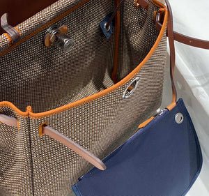 Hermes H084076CKAD Herbag Zip 31 Bag in Brown Hunter Leather and Canvas H60055 - Default Title - View 9