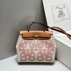 Hermes H084076CKAD Herbag Zip 31 Bag in Brown Hunter Leather and Canvas H60060 - Default Title - View 3