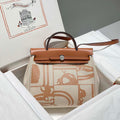 Hermes H084076CKAD Herbag Zip 31 Bag in Brown Hunter Leather and Canvas H60061 - Default Title - View 1