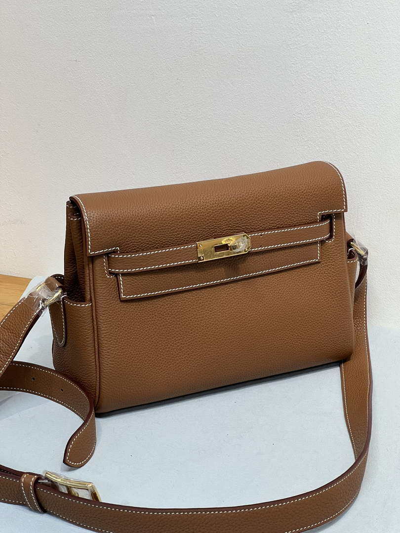 Hermes H084109CK25 Kelly Messager Shoulder Togo 25 bags Gold Brown
