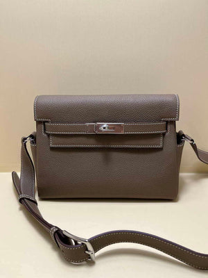 Hermes H084109CK25 Kelly Messager Shoulder Togo 25 bags Elephant Gray Silver - Default Title - View 1