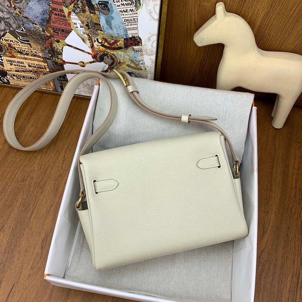 Hermes H084109CK25 Kelly Messager Shoulder Togo 25 bags White Gold