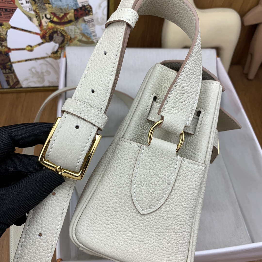 Hermes H084109CK25 Kelly Messager Shoulder Togo 25 bags White Gold