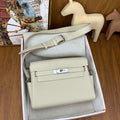 Hermes H084109CK25 Kelly Messager Shoulder Togo 25 bags White Silver - Default Title - View 1